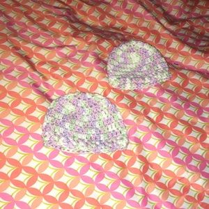 Hand crocheted baby girl hats
